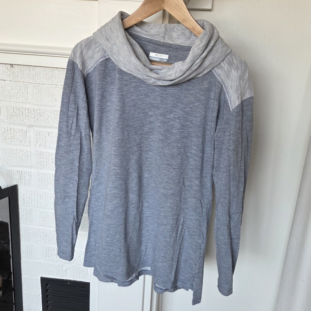 Columbia Gray Color Block Cowl Neck Sweater Pullover Size Large